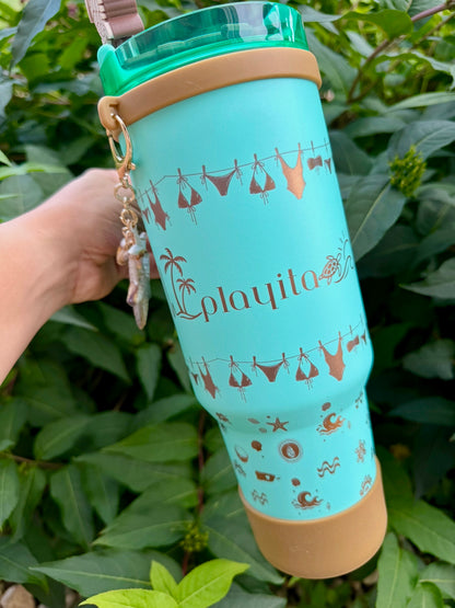 Playita LUX Azul 🐚 40oz Tumbler W/Accessories